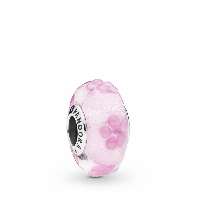 Pandora Pink Flower Glass Charm Silver Egypt UX2915067